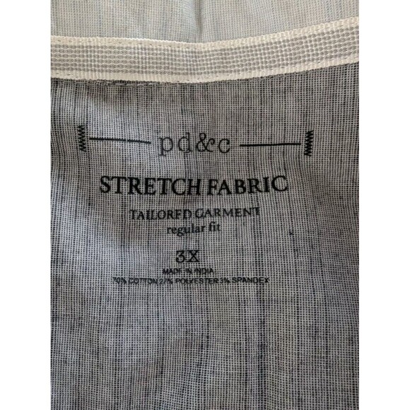 PD & Co Dark Gray Woven Button Down Shirt Mens 3XL Cotton Blend Short Sleeve - Picture 6 of 7